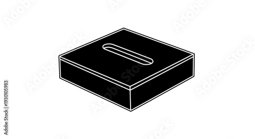 Stylized isometric dark rectangular container with an elongated top slot for versatile digital