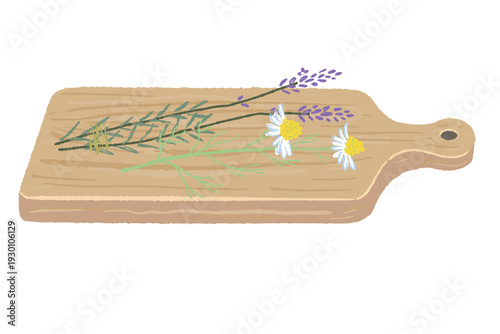 Chamomile and Lavender Flowers on Board