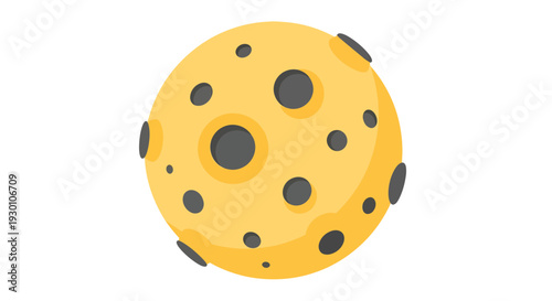 Yellow Planet Vector Illustration, Flat Design, Space and Universe Concept