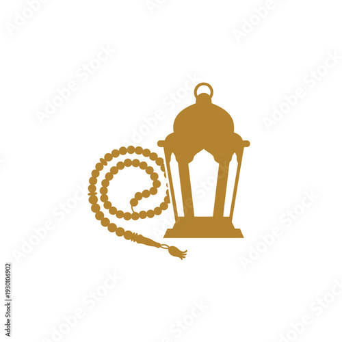 Lantern and Prayer Beads for Ramadan or Mosque Decor