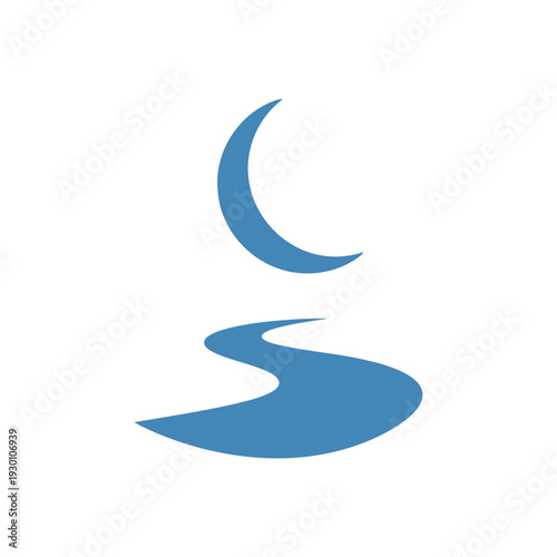 Crescent Moon Over River Bend