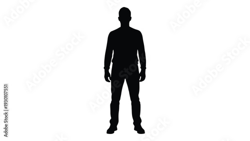 A black silhouette of a man standing isolated on white background, Vector