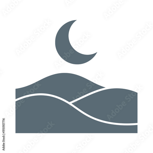 Moon over Waves on Night Sky Above Bed