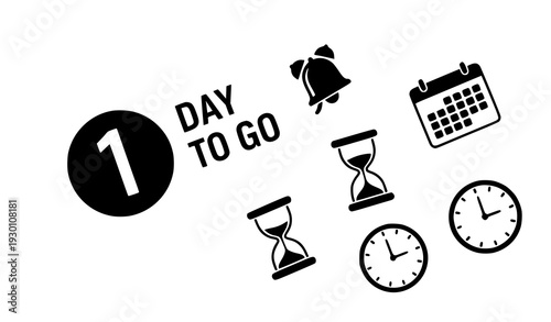 A vector graphic illustration of a countdown timer with clocks and calendar icons