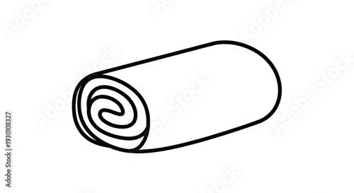 Minimalist line art illustration of a perfectly rolled towel or yoga mat for various design projects