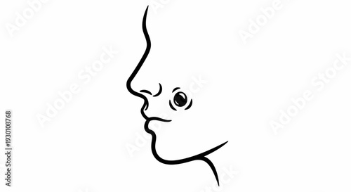 Minimalist black and white optical illusion featuring a duality of a human face profile and a fish
