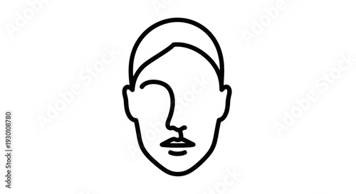 Abstract minimalist human face outline vector art design representing identity and thought