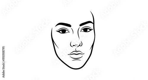 Elegant minimalist line art portrait of a woman's face for beauty and cosmetic applications