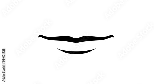 Minimalist black mustache and subtle smiling curve on a pristine white background