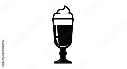 Stylized black icon of a refreshing tall glass beverage topped with creamy whipped delight
