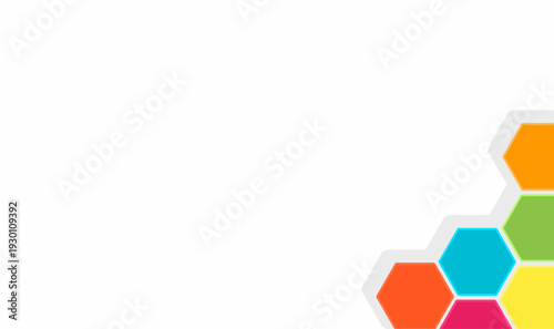 Abstract colorful hexagon geometric design placed in corner composition