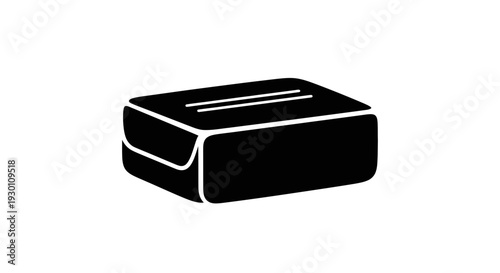 Minimalist black icon featuring a sleek kitchen appliance, possibly a toaster, perfect for graphic