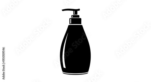 Minimalist black silhouette of a liquid soap dispenser pump bottle icon on white background
