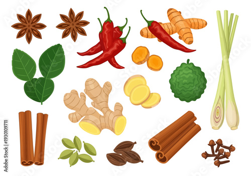 Assorted Spices and Herbs for Cooking.
