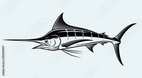 Dynamic ocean predator illustration of a majestic marlin, embodying strength and aquatic grace