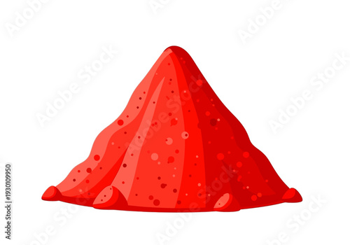 Red Volcano Illustration with Eruption Details.