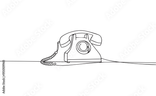 Vector illustration of a single line rotary phone