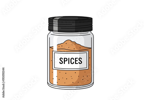 Spice Jar with Brown Spice Powder.
