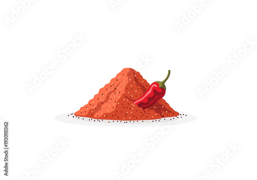 Red Chili Powder with Fresh Chili Pepper.