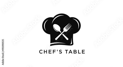 Modern Culinary Iconography Featuring Chef's Hat with Crossed Utensils for Dining Establishment