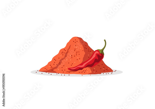 Pile of Red Chilli Powder and Pepper.