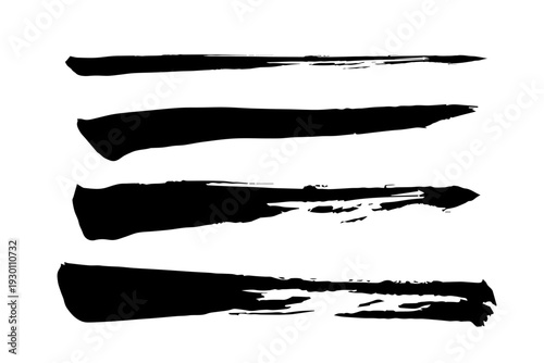 黒いインクの横長ブラシストローク抽象背景素材