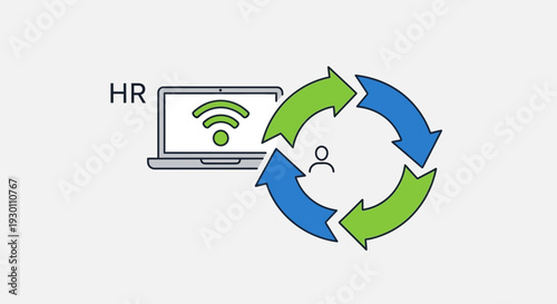 Conceptual illustration of hr processes and data management workflows