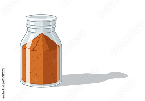 Glass Jar Containing Orange Powder Spice.