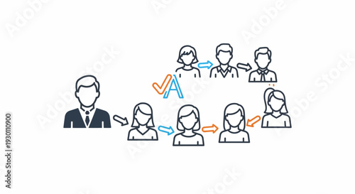 Conceptual illustration of teamwork and communication among individuals