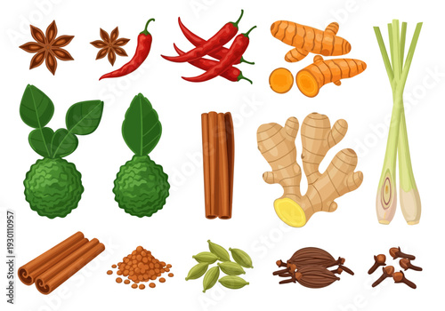 Assorted Spices and Herbs for Cooking.