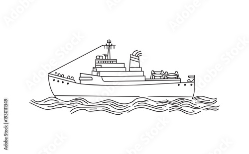 Vector illustration of a cargo ship at sea