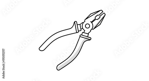 Line art flat illustration of common hand tool pliers
