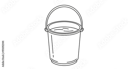 Line art icon of a bucket with liquid inside