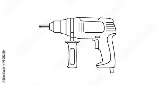 Line art icon of a power drill for construction work