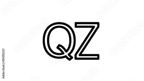 Professional typographic logo for letters Q and Z features bold black outlines with a clean and contemporary aesthetic.