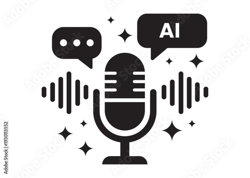 AI voice assistant. microphone ai icon for communication sign. vector illustration