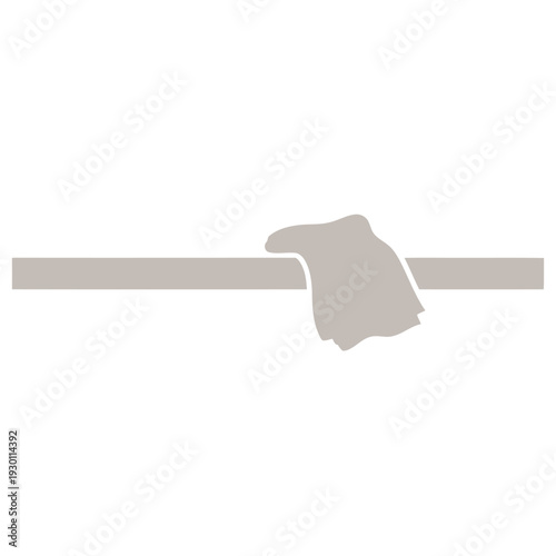 Cloth on a clothesline hanging over a horizontal line