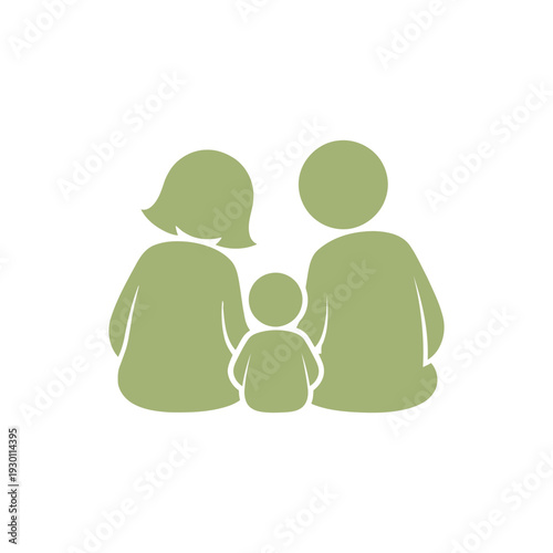 Family silhouette of two parents and child sitting together