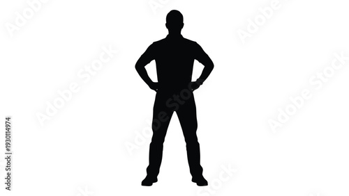 A man standing with his hands on his hips isolated on white background, Vector