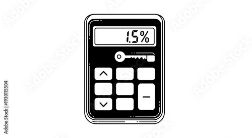 Digital interest rate display with secure access key interface illustration for finance