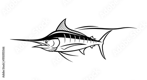 Sleek Marlin Vector Artwork Depicting a Powerful Oceanic Predator in Motion