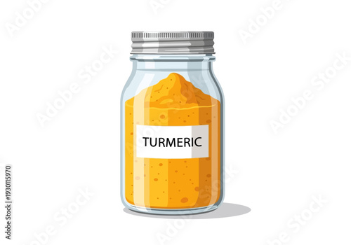 Turmeric in a Glass Jar Container.
