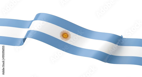 Waving flag of argentina with a vibrant design and national emblem, symbolizing the country's rich history and culture, isolated on transparent background