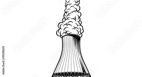 Industrial cooling tower emitting substantial vapor plume illustrating power generation impact