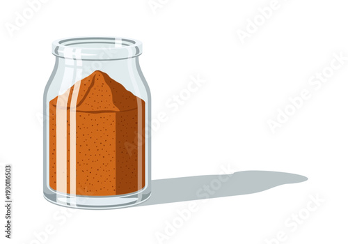 Glass Jar Filled with Orange Powder.