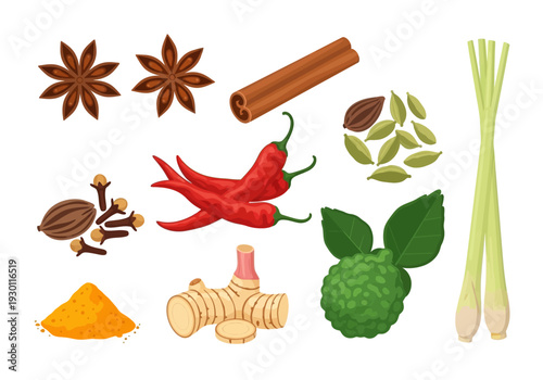 Assorted Spices and Herbs for Cooking.