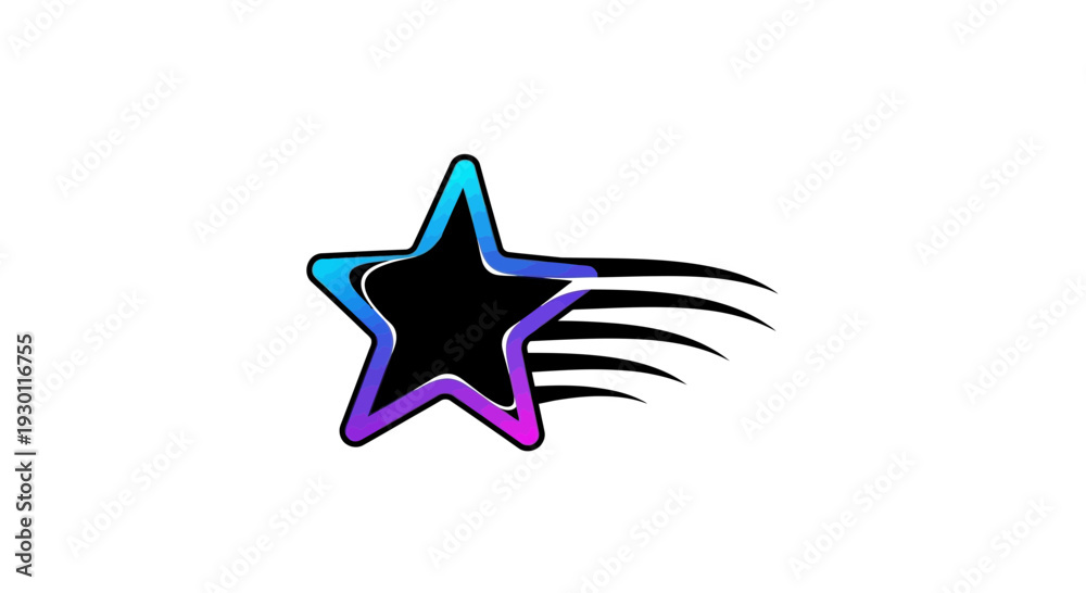 Obraz premium Dynamic gradient star emblem depicting rapid motion and success illustration with energetic design