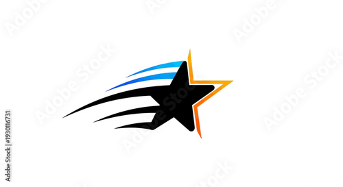 Sleek star icon with energetic streaks conveying power, speed, and winning spirit