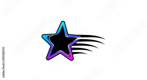 Dynamic gradient star emblem depicting rapid motion and success illustration with energetic design