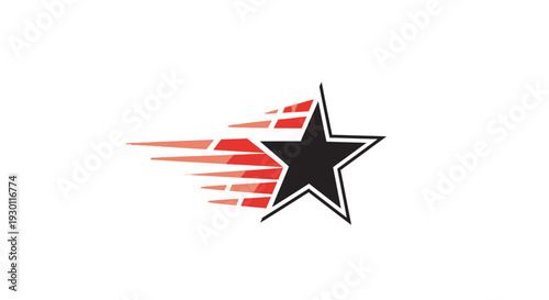 Dynamic star emblem symbolizing swift progress and outstanding achievement in modern design